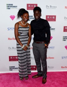 ALA Student Scholar guests Chantal Uwiringiyimana and Oumar Ba on the pink carpet at Diamonds in the Sky Las Vegas.